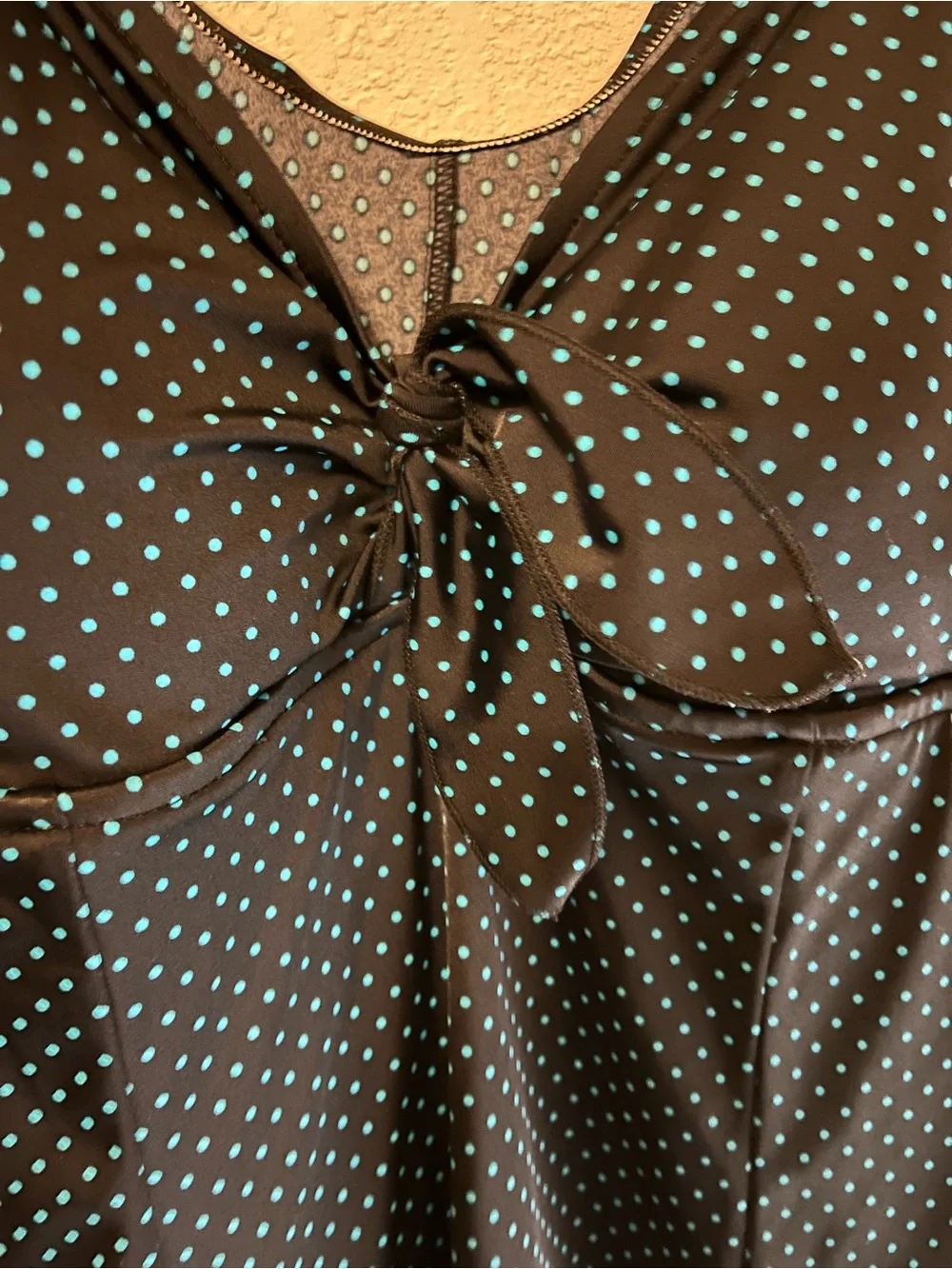 Le Cove Black Blue Polka Dot One-Piece Swim Dress, size 20W